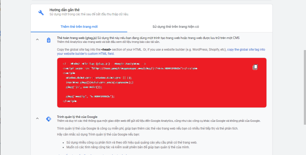 thêm mã theo dõi google analytics vào website