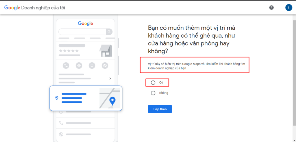 Chọn xác nhận bạn muốn hiển thị cửa hàng trên Google Maps