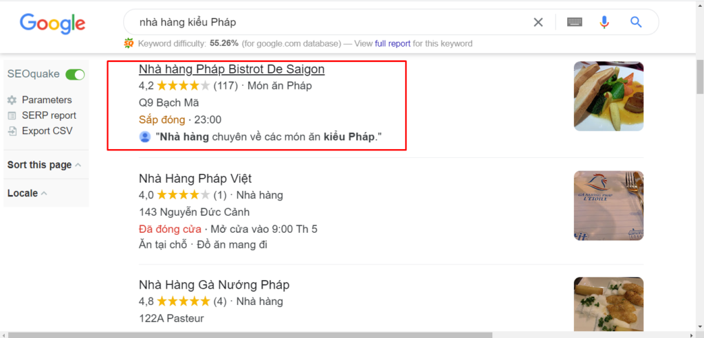 Google map tối ưu kết quả tìm kiếm phía trên nội dung quảng cáo trả tiền