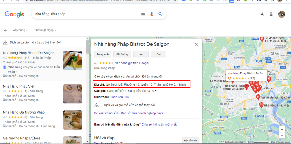 Nhập địa chỉ chính xác trên Google Maps