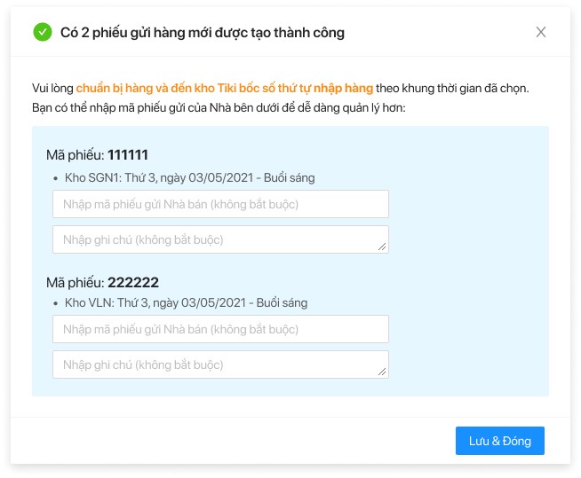 phiếu gửi hàng tiki