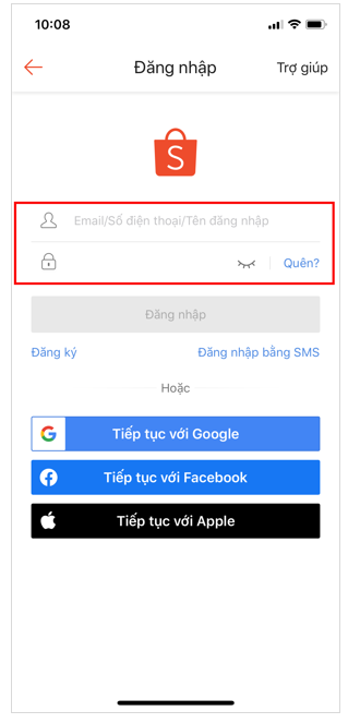 Hướng dẫn đăng nhập vào Shopee